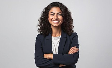 Portrait of smiling, confident woman in business attire
