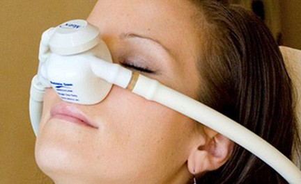 Patient receiving dental nitrous oxide in Long Island