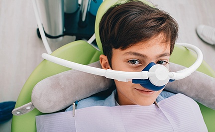 Young boy receiving nitrous oxide
