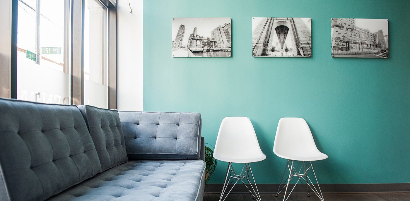 Comfortable dental waiting area