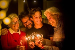 a family celebrating the New Year together 